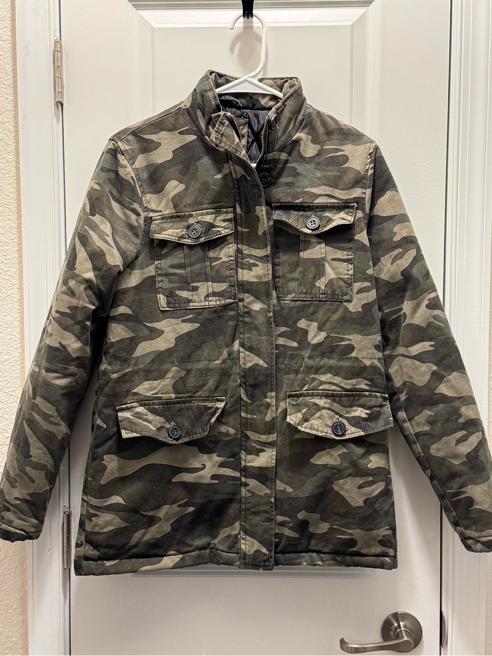 Me Jane Men's Olive Camo Military Long Field Jacket